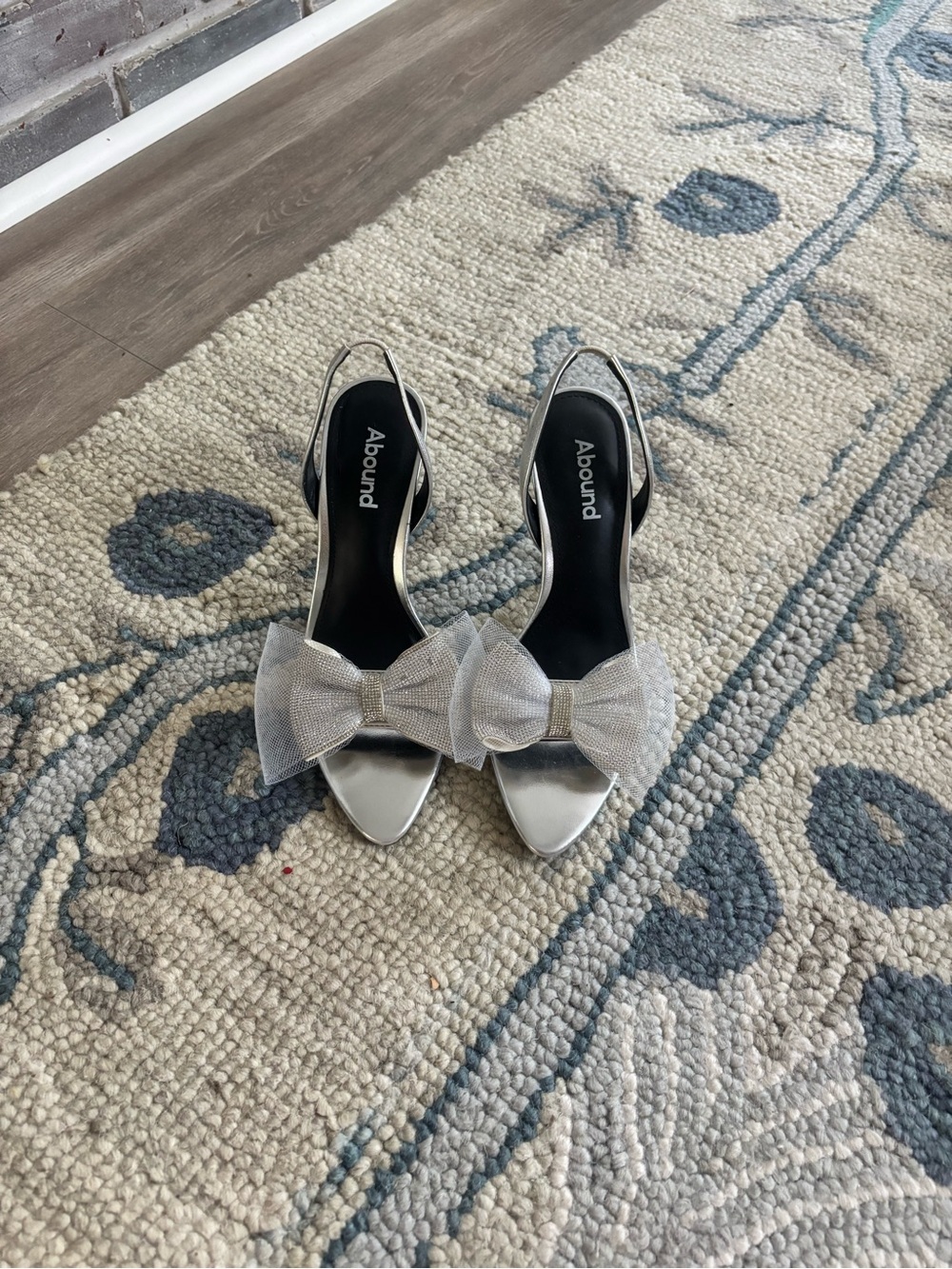 Abound Silver Bow Slingback Heels with Sparkle Bow